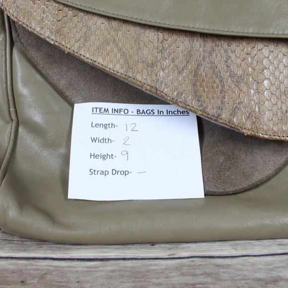 Polly Bergen Tan Snake Print Genuine Leather Clutch Bag Purse Handbag - Picture 10 of 10